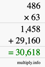 How to calculate 486 times 63 using long multiplication