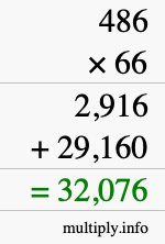 How to calculate 486 times 66 using long multiplication
