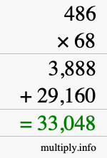 How to calculate 486 times 68 using long multiplication
