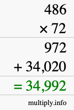 How to calculate 486 times 72 using long multiplication