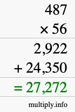 How to calculate 487 times 56 using long multiplication