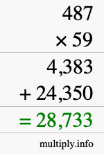 How to calculate 487 times 59 using long multiplication