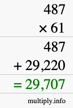 How to calculate 487 times 61 using long multiplication