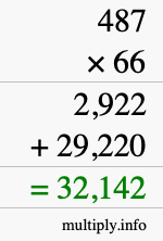 How to calculate 487 times 66 using long multiplication