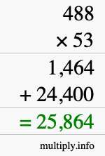 How to calculate 488 times 53 using long multiplication