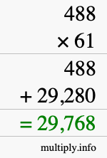 How to calculate 488 times 61 using long multiplication