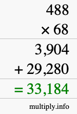 How to calculate 488 times 68 using long multiplication