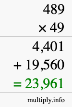 How to calculate 489 times 49 using long multiplication