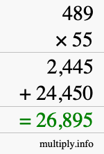 How to calculate 489 times 55 using long multiplication