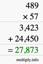 How to calculate 489 times 57 using long multiplication