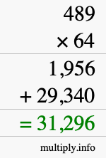 How to calculate 489 times 64 using long multiplication