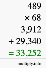 How to calculate 489 times 68 using long multiplication