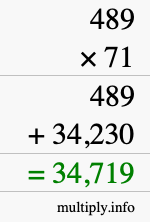 How to calculate 489 times 71 using long multiplication