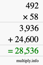 How to calculate 492 times 58 using long multiplication How to calculate 492 times 58 using long multiplication