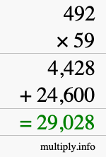 How to calculate 492 times 59 using long multiplication