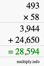 How to calculate 493 times 58 using long multiplication How to calculate 493 times 58 using long multiplication