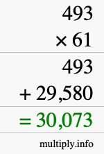 How to calculate 493 times 61 using long multiplication