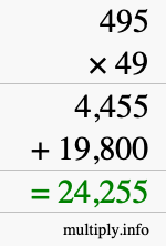 How to calculate 495 times 49 using long multiplication