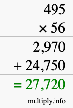 How to calculate 495 times 56 using long multiplication