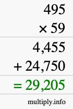 How to calculate 495 times 59 using long multiplication