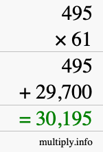 How to calculate 495 times 61 using long multiplication