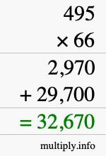 How to calculate 495 times 66 using long multiplication