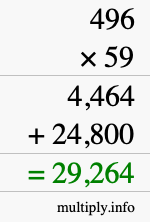 How to calculate 496 times 59 using long multiplication