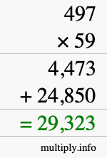 How to calculate 497 times 59 using long multiplication