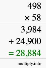 How to calculate 498 times 58 using long multiplication How to calculate 498 times 58 using long multiplication