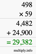 How to calculate 498 times 59 using long multiplication