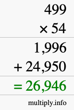 How to calculate 499 times 54 using long multiplication