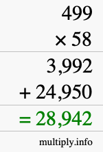 How to calculate 499 times 58 using long multiplication How to calculate 499 times 58 using long multiplication