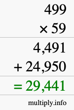 How to calculate 499 times 59 using long multiplication
