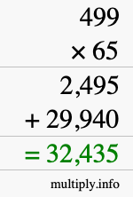 How to calculate 499 times 65 using long multiplication How to calculate 499 times 65 using long multiplication