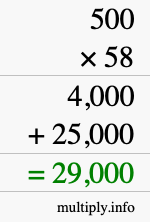 How to calculate 500 times 58 using long multiplication How to calculate 500 times 58 using long multiplication
