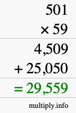 How to calculate 501 times 59 using long multiplication