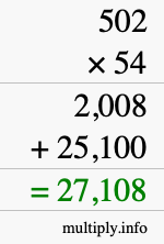 How to calculate 502 times 54 using long multiplication How to calculate 502 times 54 using long multiplication