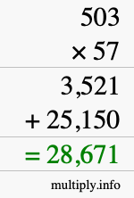 How to calculate 503 times 57 using long multiplication How to calculate 503 times 57 using long multiplication