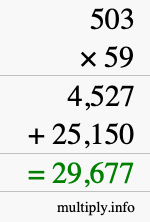 How to calculate 503 times 59 using long multiplication