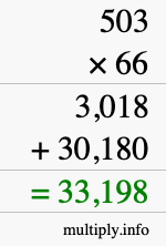 How to calculate 503 times 66 using long multiplication