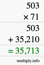 How to calculate 503 times 71 using long multiplication