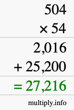 How to calculate 504 times 54 using long multiplication How to calculate 504 times 54 using long multiplication