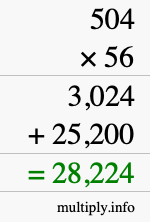 How to calculate 504 times 56 using long multiplication How to calculate 504 times 56 using long multiplication