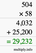 How to calculate 504 times 58 using long multiplication How to calculate 504 times 58 using long multiplication