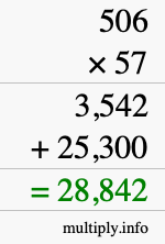 How to calculate 506 times 57 using long multiplication How to calculate 506 times 57 using long multiplication