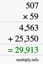 How to calculate 507 times 59 using long multiplication