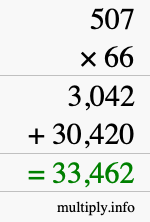 How to calculate 507 times 66 using long multiplication