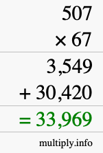 How to calculate 507 times 67 using long multiplication