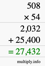 How to calculate 508 times 54 using long multiplication How to calculate 508 times 54 using long multiplication