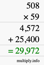How to calculate 508 times 59 using long multiplication
